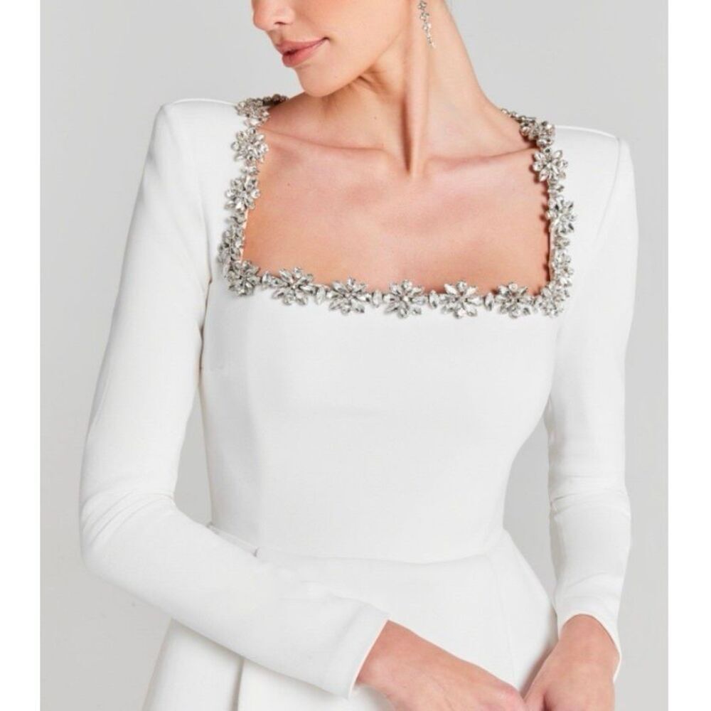 Nadine Merabi Kimberly Jeweled Dress | White in 8 - Picture 3 of 12